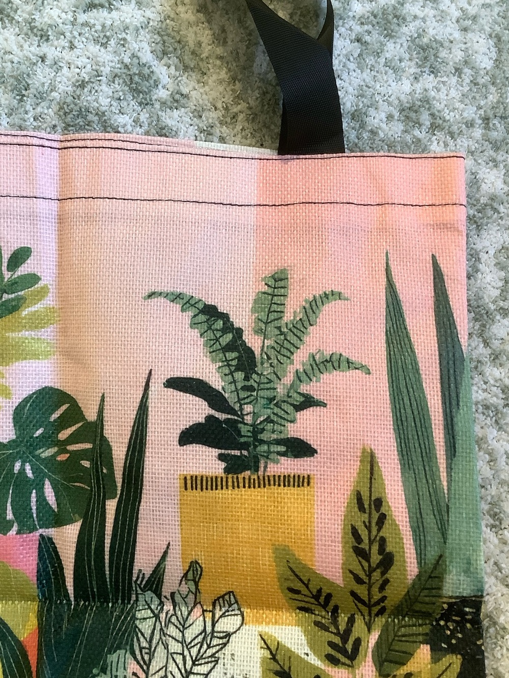 Tropical Potted Plants Canvas Tote Bag in Pink and Green NWT 13.50x15.75” - Picture 4 of 14